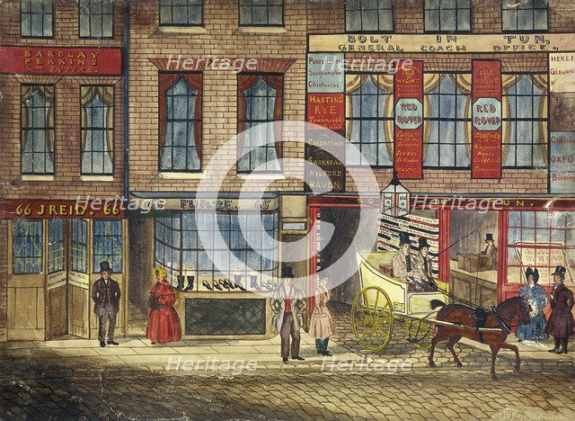 Shops in Fleet Street, London, c1835. Artist: Anon