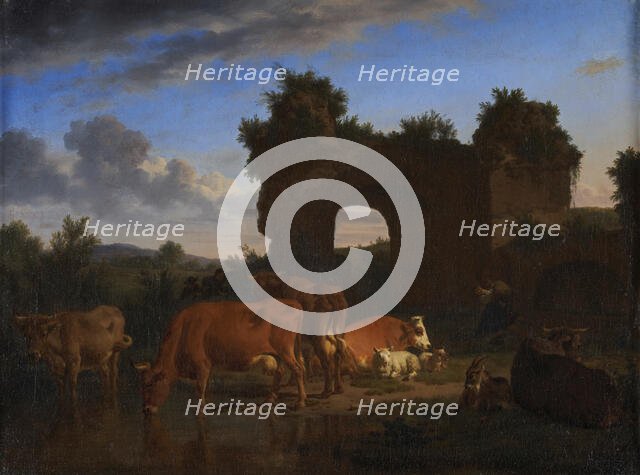 Animals at the river, between 1656 and 1672. Creator: Adriaen van de Velde.