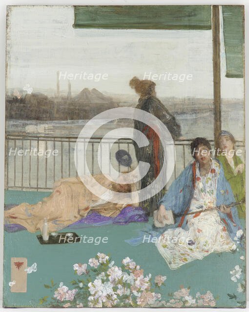Variations in Flesh Colour and Green - The Balcony, 1864-1870; additions 1870-1879. Creator: James Abbott McNeill Whistler.