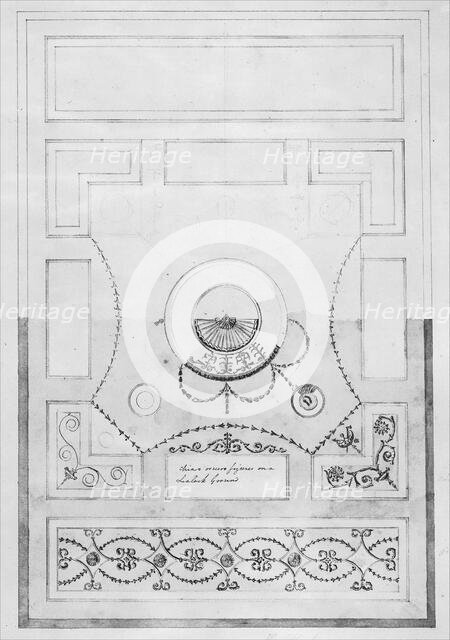 Design for a Dining-room Ceiling at Kelmarsh Hall, Northamptonshire, ca. 1770. Creator: James Wyatt.