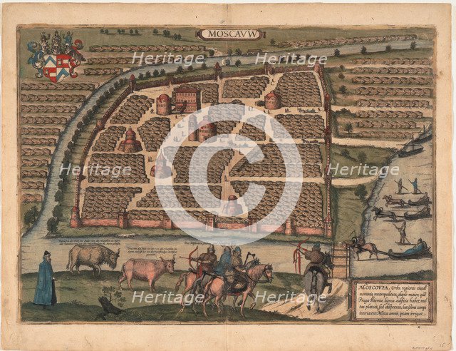 Map of Moscow of the 16th century (From: Civitates orbis terrarium), 1575. Artist: Hogenberg, Frans (1535-1590)