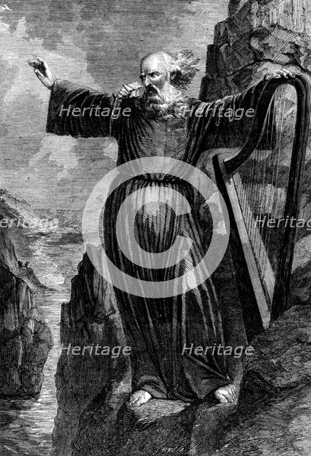 "The Last Welsh Bard", the Painting which obtained the Prize at the Llangollen Eisteddfod, 1858. Creator: Unknown.