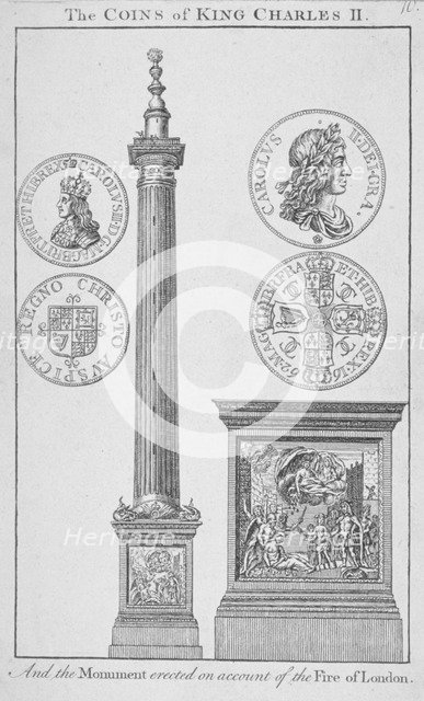 The Monument, City of London, 1760. Artist: Anon