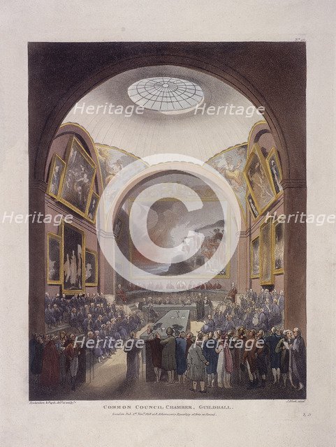 Guildhall Council Chamber, London, 1808. Artist: J Bluck