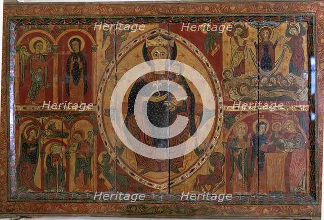  'Frontal of Coll', panel painting, depicting scenes of the Annunciation, the Nativity, Jesus in …