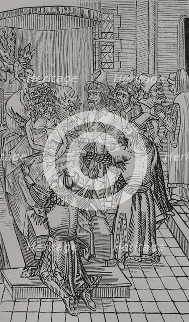 Mehmed II's soul is seized by the devil and Bajazet and Cem at his deathbed, 1481, (1496), 1877) Creator: Unknown.