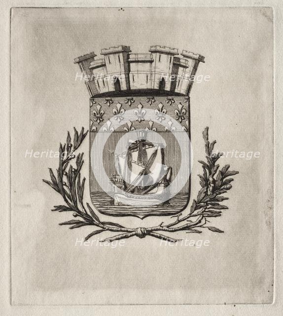 Etchings of Paris: The Symbolical Arms of the City of Paris, 1854. Creator: Charles Meryon (French, 1821-1868).