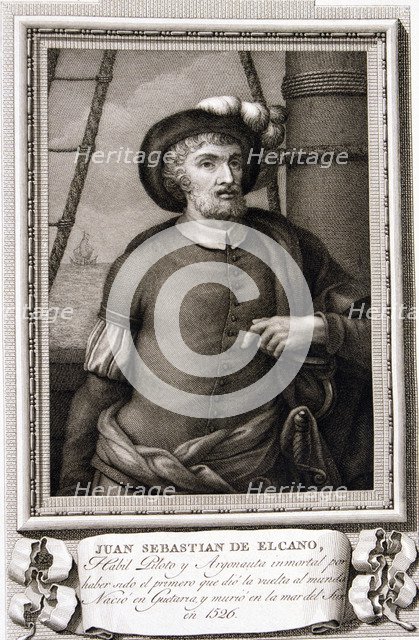 Juan Sebastián de Elcano (1476-1526), Spanish navigator and explorer, engravingof the  collection…