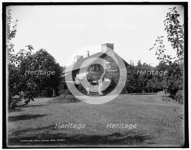 Log cabin, Palmer Park, Detroit, between 1890 and 1901. Creator: Unknown.