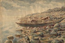 Boats on the banks of the Yenisei, 1928. Creator: Dmitrii Innokent'evich Karatanov.