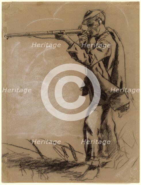 Soldier Taking Aim [recto], 1864. Creator: Winslow Homer.
