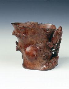 Carved bamboo cup in the form of a magnolia tree, China, c1662-c1722. Artist: Unknown