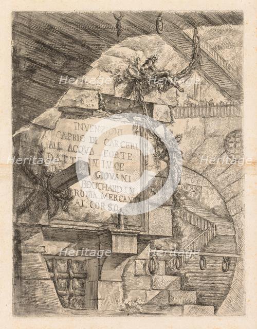 The Prisons: Title Page -- Interior of a Prison, 1745-1750. Creator: Giovanni Battista Piranesi (Italian, 1720-1778).