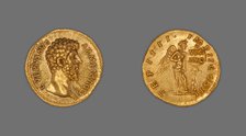 Aureus (Coin) Portraying Emperor Lucius Verus, December 163-December 164, issued by Marcus Aurelius. Creator: Unknown.