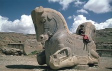 Protome of a double horse, the Apadana, Persepolis, Iran