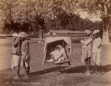 Dhoolie Bearers - Benares, 1860s-70s. Creator: Unknown.