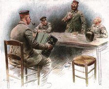 ''Au Camp des Prisonniers Allemands de Dinant; A la cantine ballade sentimentale', 1915. Creator: Maurice Orange.