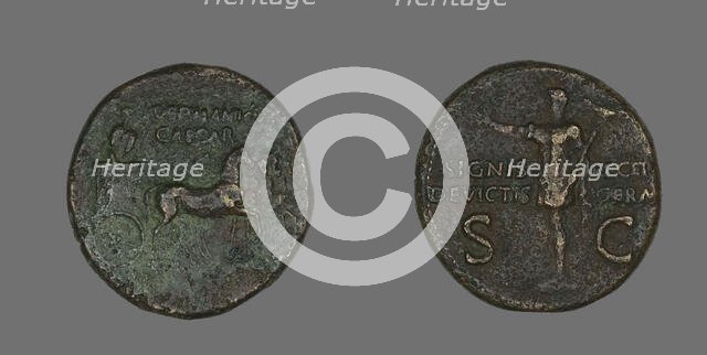 Dupondius (Coin) Portraying Germanicus Caesar, 15 BCE-19 CE. Creator: Unknown.