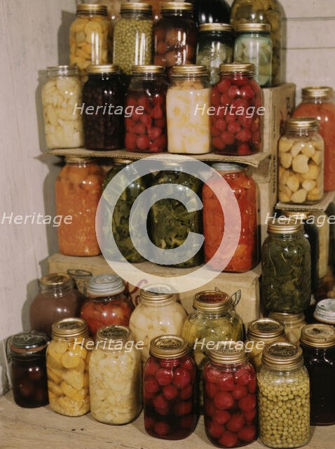 Display of home-canned food, between 1941 and 1945. Creator: Unknown.