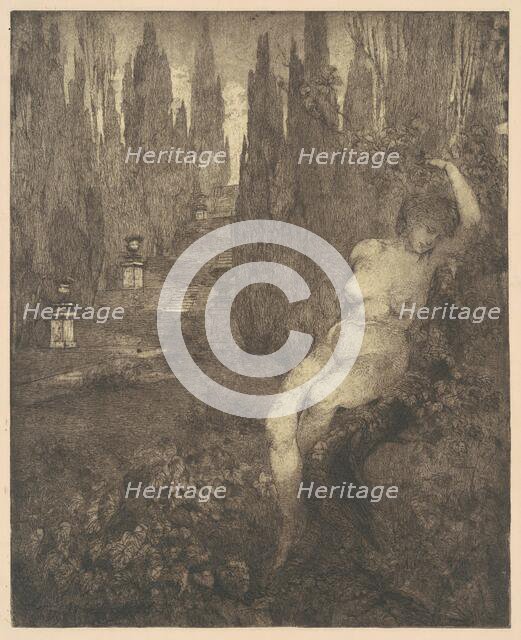 Donna ignuda addormentata nel parco [Naked Woman Asleep in the Park], 1890s(?). Creator: Carlo Paolo Agazzi.