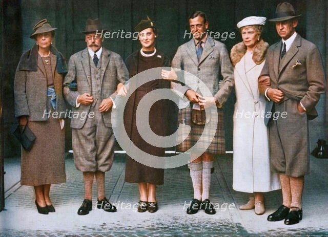'King George V, Queen Mary, Prince George, Princess Marina...at Balmoral in 1934', (1951).  Creator: Unknown.