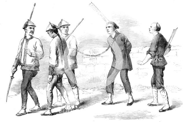 Chinese Criminal led to Execution - from a drawing by a Chinese artist, 1857. Creator: Unknown.