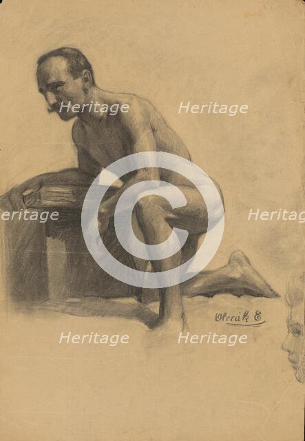 Study of a man kneeling on one knee, 1910-1920. Creator: Emil Alexay-Olexák.