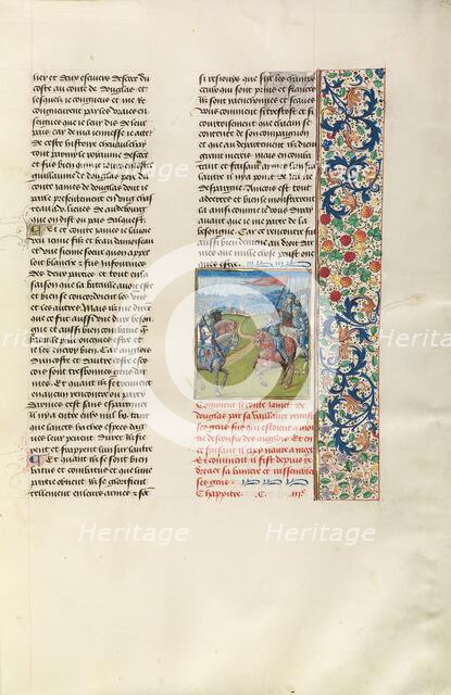 James Douglas and Henry Percy Facing Each Other; Chroniques (Book Three), about 1480-1483. Creator: Unknown.