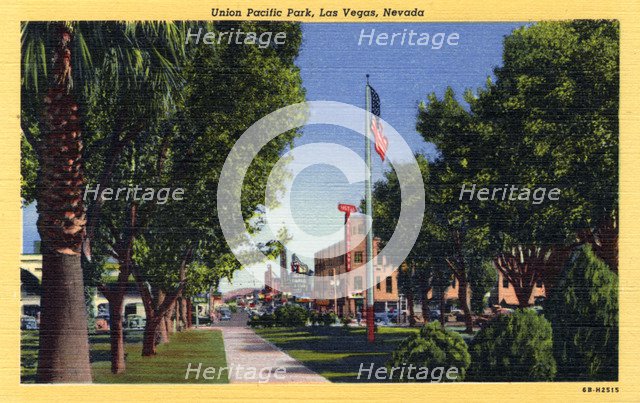 'Union Pacific Park, Las Vegas, Nevada', postcard, 1946. Artist: Unknown