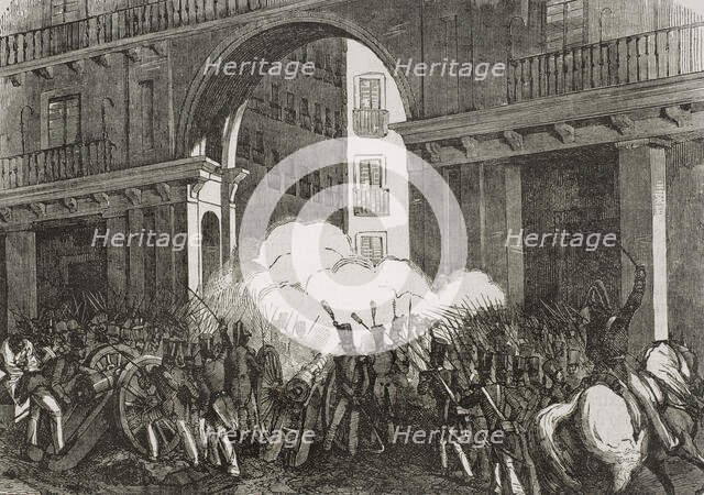 Defense of the Plaza Mayor, Madrid, Spain on July 7, 1822, (1853). Creators: Bernardo Rico, Miranda.