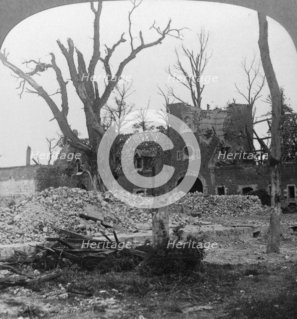 Ruins of Beury Chateau, Festubert, France, World War I, c1914-c1918. Artist: Realistic Travels Publishers