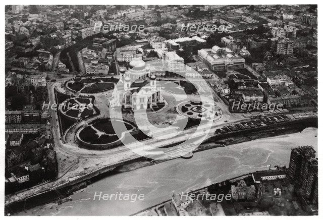 Aerial view of the Cathedral of Christ the Saviour, Moscow, USSR, from a Zeppelin, 1930 (1933). Artist: Unknown