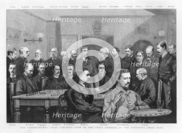 The International Chess Congress - some of the chief members of the Liverpool Chess Club, 1890. Artist: Unknown