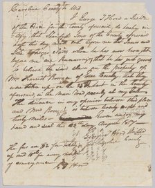 Affidavit of apprehension of James and John, property of Harriot Rouzee, August 23, 1817. Creator: Unknown.