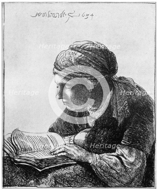 'Woman Reading', 1634, (1912).Artist: Rembrandt Harmensz van Rijn    