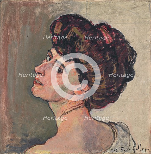 La Parisienne. Portrait of Valentine Godé-Darel (1873-1915), 1909. Artist: Hodler, Ferdinand (1853-1918)