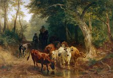 Return of the herd of cattle in autumn, 1868. Creator: Friedrich Voltz.