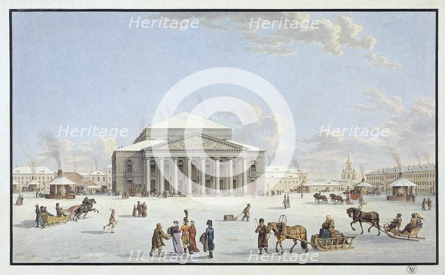 View of the Bolshoi Theatre in St Petersburg, early 19th century. Creator: Lory, Gabriel Ludwig, the Elder (1763-1840).