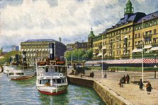Steamboat at the quay by the Grand Hotel, Stockholm, c1928. Creator: Unknown.