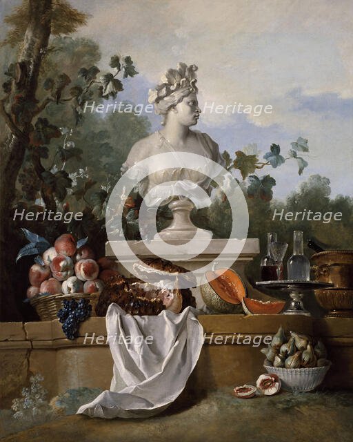 Still life with the bust of America, 1722. Creator: Oudry, Jean-Baptiste (1686-1755).