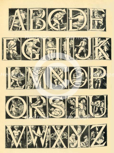 Alphabet design for tiles, 1864, (1881).  Creator: Unknown.