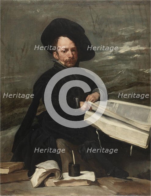 The Jester with books, c. 1640. Creator: Velàzquez, Diego (1599-1660).