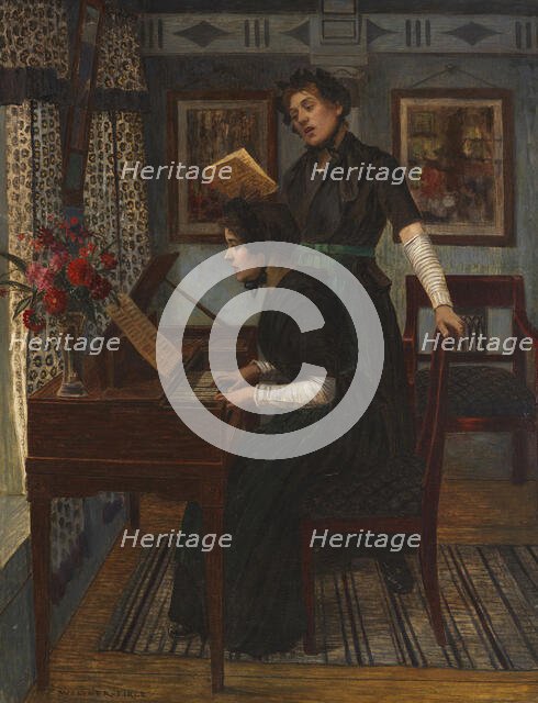 The music lesson, c. 1890. Creator: Firle, Walter (1859-1929).