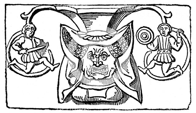 Carving of a woman wearing a horned headdress, 15th century, (1910). Artist: Unknown