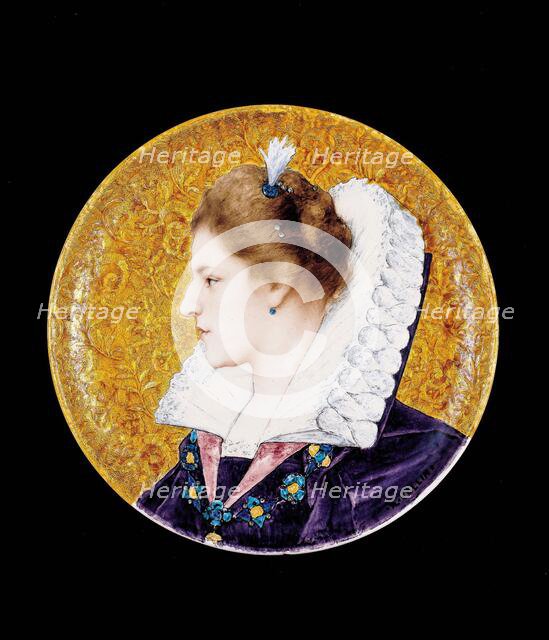 Plate with portrait of a French Renaissance Lady, about 1880. Creators: Joseph Théodore Deck, Raphael Collin.