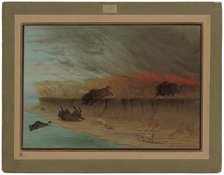 Prairie Meadows Burning, 1861/1869. Creator: George Catlin.