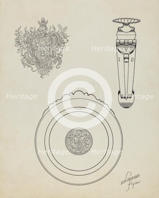 Silver Tankard: Detail, c. 1936. Creator: Lawrence Flynn.