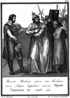 Ivan the Terrible receives a letter from Andrey Kurbsky. 1564 (From Illustrated Karamzin), 1836. Artist: Chorikov, Boris Artemyevich (1802-1866)