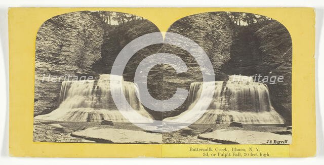 Buttermilk Creek, Ithaca, N.Y. 3d, or Pulpit Fall, 30 feet high, 1860/65. Creator: J. C. Burritt.