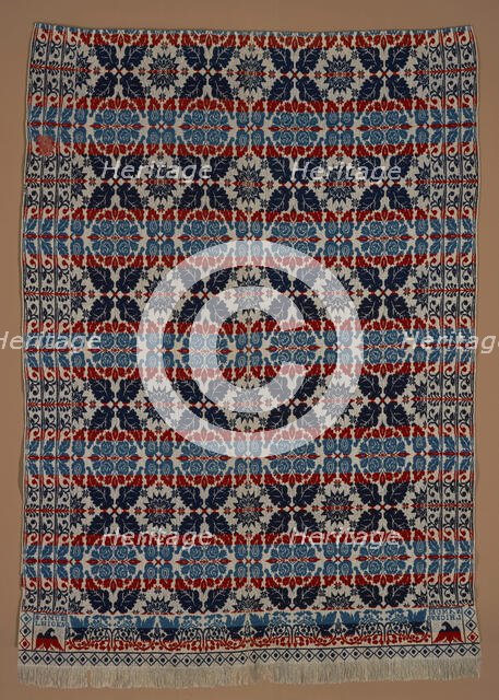 Bed Cover (Jacquard Coverlet), about 1850. Creator: Samuel Hicks.